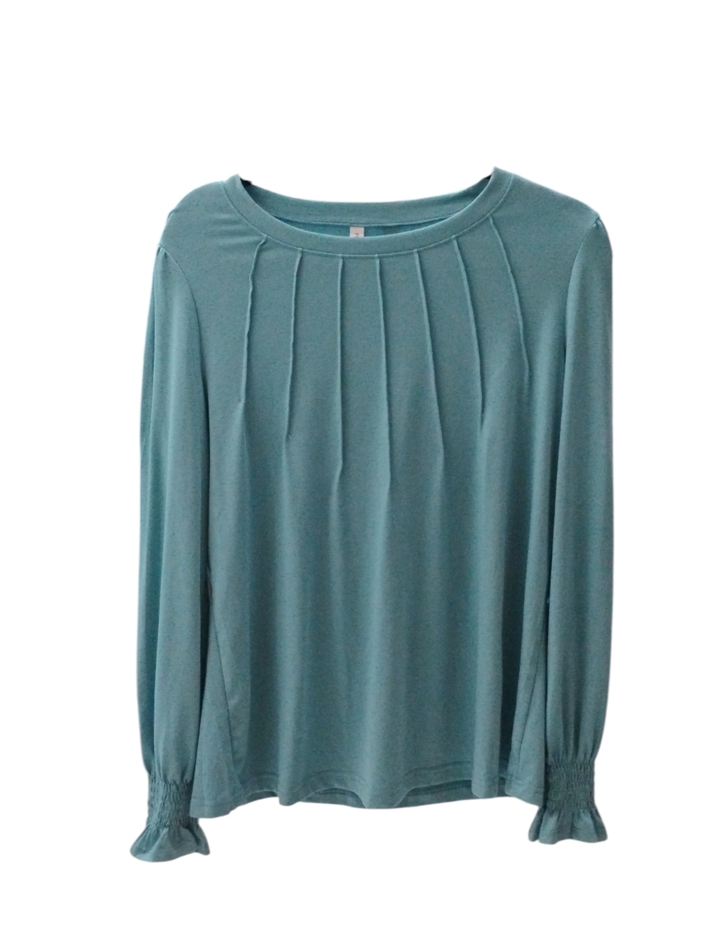 Funlingo Women's Teal Pleated Long-Sleeve Top SZ M NWT